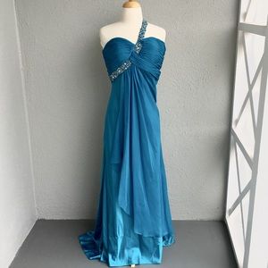 Turquoise beaded Maxi Prom Dress Size 4